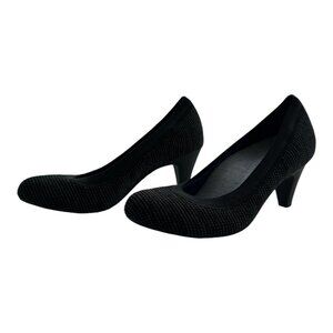 Betabrand Late to the Gate Black Knit Round Toe Pumps Womens 7.5. So Confortable